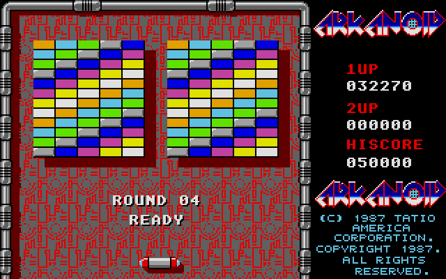 Arkanoid Atari ST Screenshot: Start of round 4.