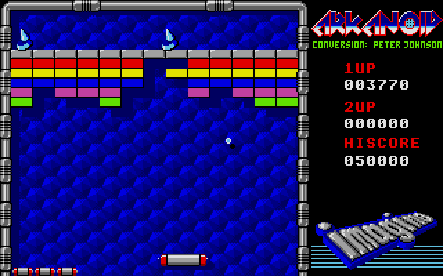 Arkanoid Atari ST Screenshot: The expanded paddle makes things a little easier...