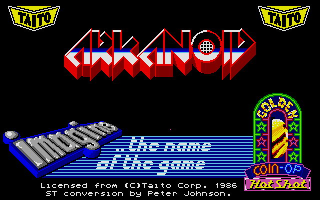 Arkanoid Atari ST Screenshot: Title screen.