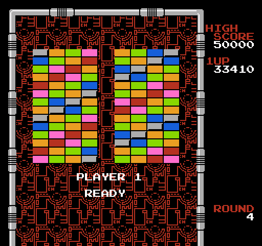 Arkanoid NES / Famicom Screenshot: Round 4 start.