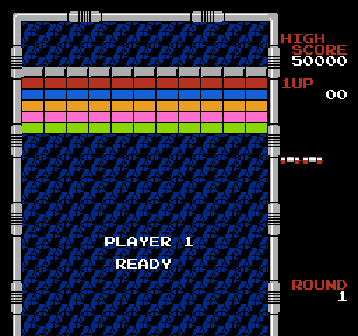 Arkanoid NES / Famicom Screenshot: Game start.