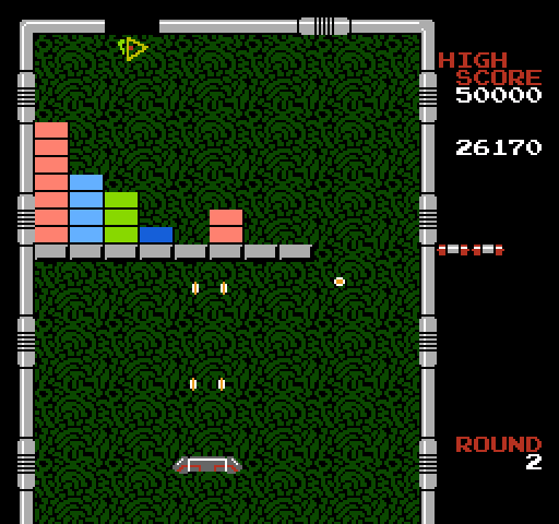 Arkanoid NES / Famicom Screenshot: Use the laser paddle to shoot the bricks!