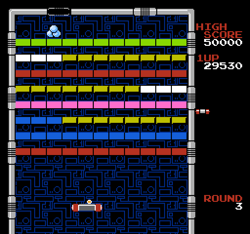 Arkanoid NES / Famicom Screenshot: Round 3 start.