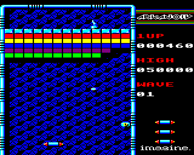 Arkanoid BBC Micro Screenshot: Game start.