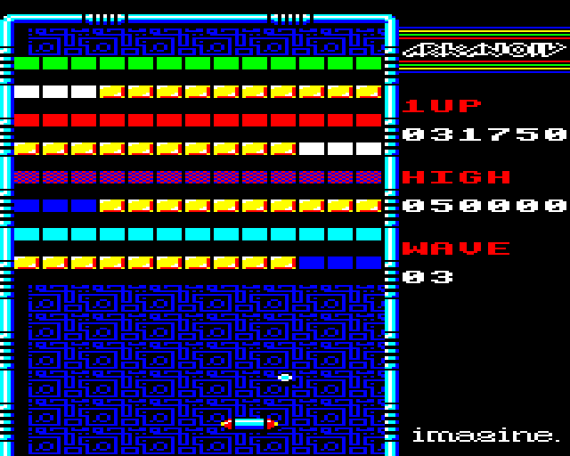 Arkanoid BBC Micro Screenshot: Round 3 is particularly tricky...