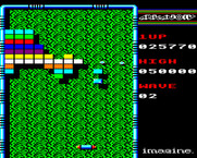 Arkanoid for BBC Micro - A few bricks destroyed, more to go...