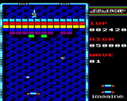 Arkanoid for BBC Micro - Catch the blue "E" capsule for an expanded Vaus...