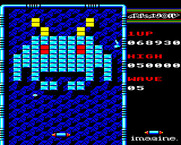 Arkanoid for BBC Micro - Round 5 is alien shaped.
