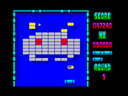 Arkanoid for ZX Spectrum - The silver (grey) bricks don't release capsules making round 5 difficult...