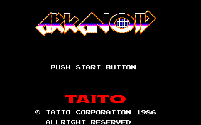 Arkanoid PC-8800 Series Screenshot: Title screen.