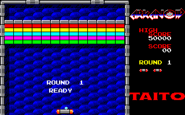 Arkanoid PC-8800 Series Screenshot: Ready for Round 1?