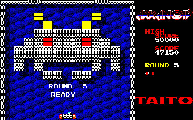 Arkanoid PC-8800 Series Screenshot: Round 5 start.