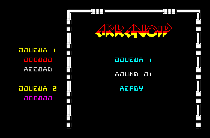 Arkanoid Thomson TO Screenshot: Ready to begin round 1?