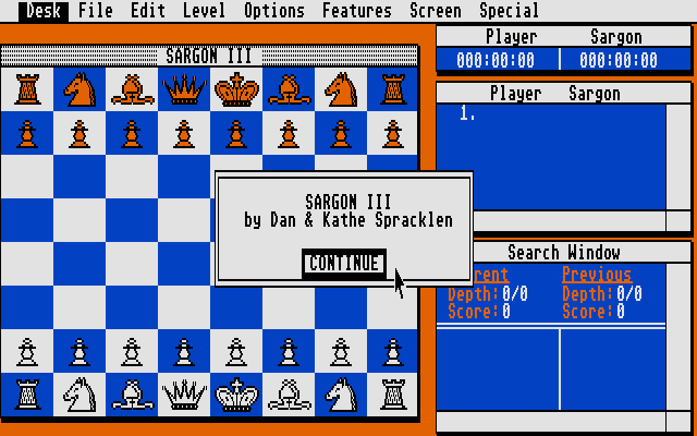 Sargon III Atari ST Screenshot: Title screen.