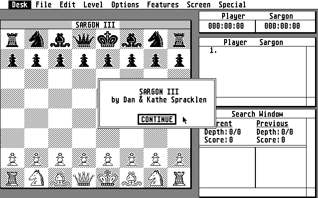 Sargon III Atari ST Screenshot: Title screen.