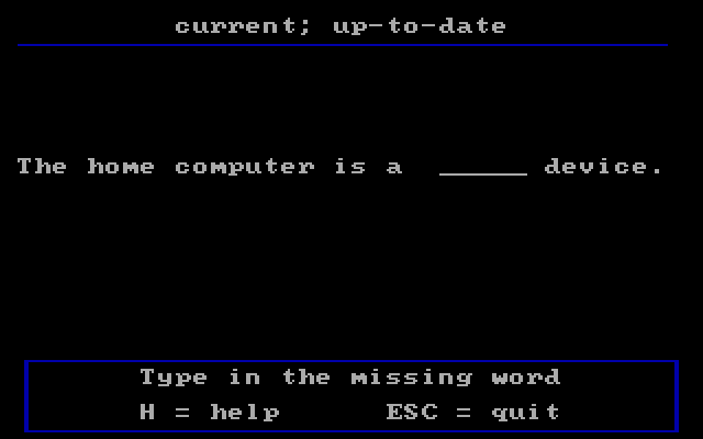 Word Attack! IBM PC/Compatibles Screenshot: Fill in the sentence.