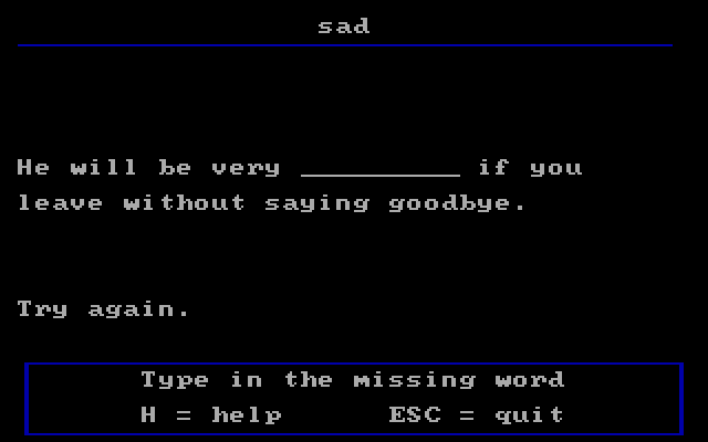 Word Attack! IBM PC/Compatibles Screenshot: Oops, try again.