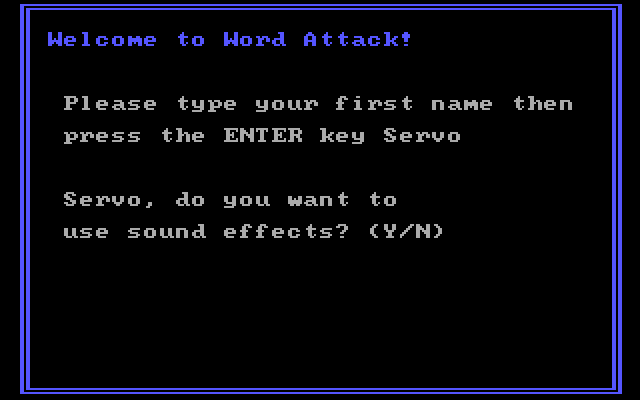 Word Attack! IBM PC/Compatibles Screenshot: Welcome to the game!