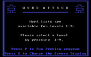 Word Attack! for IBM PC/Compatibles - The main menu.