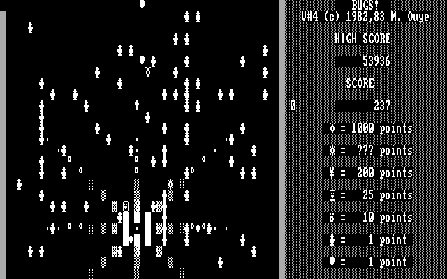 Bugs! IBM PC/Compatibles Screenshot: Got a decent score this time...