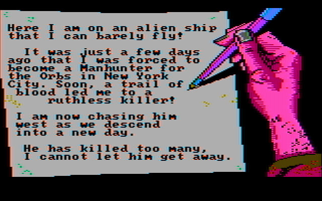 Manhunter 2: San Francisco IBM PC/Compatibles Screenshot: The story so far...