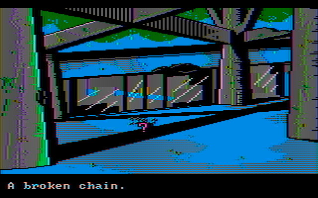 Manhunter 2: San Francisco IBM PC/Compatibles Screenshot: There's a broken chain here...what can that mean?