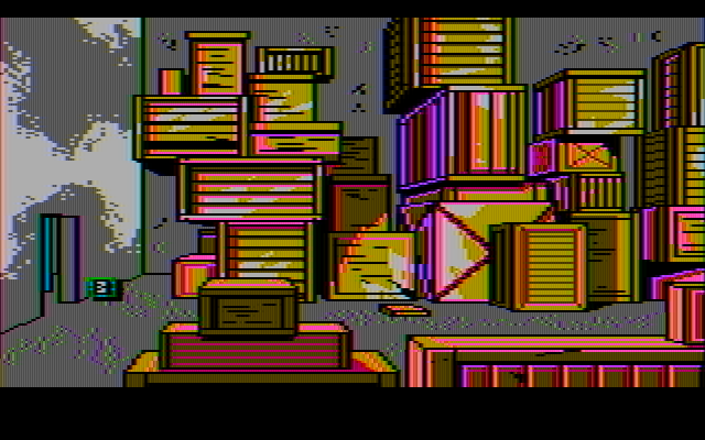 Manhunter 2: San Francisco IBM PC/Compatibles Screenshot: There are a lot of warehouses to search and make your way through.