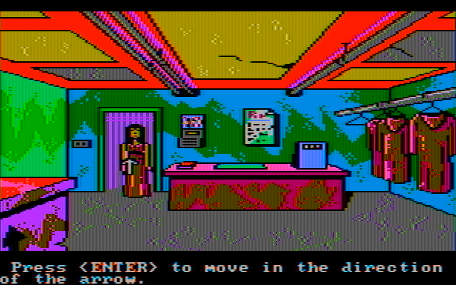 Manhunter 2: San Francisco IBM PC/Compatibles Screenshot: Back at the laundromat.