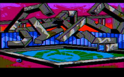 Manhunter 2: San Francisco for IBM PC/Compatibles - This strange water fountain is the first of several arcade sequences...