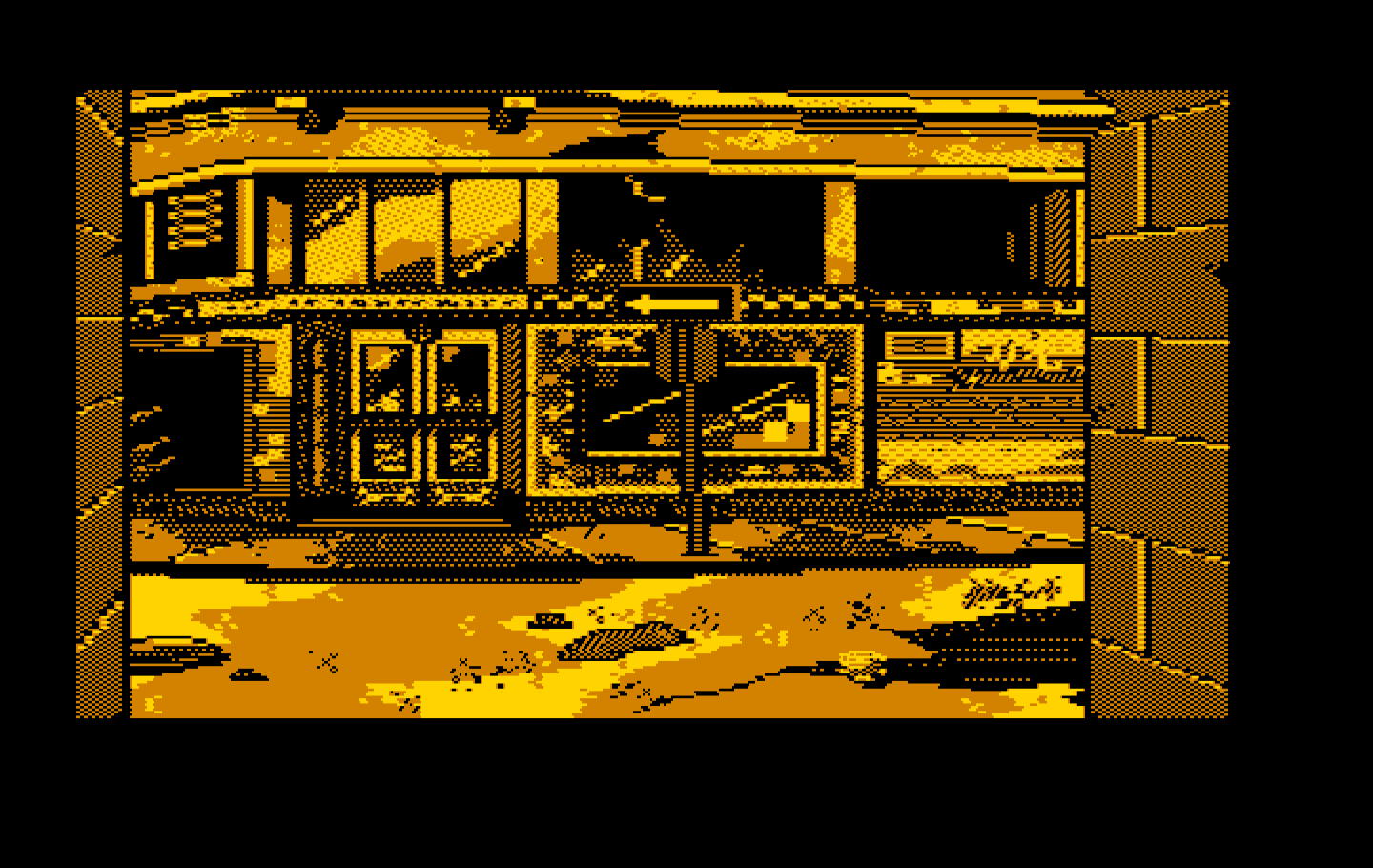 Manhunter 2: San Francisco IBM PC/Compatibles Screenshot: Outside a shop...