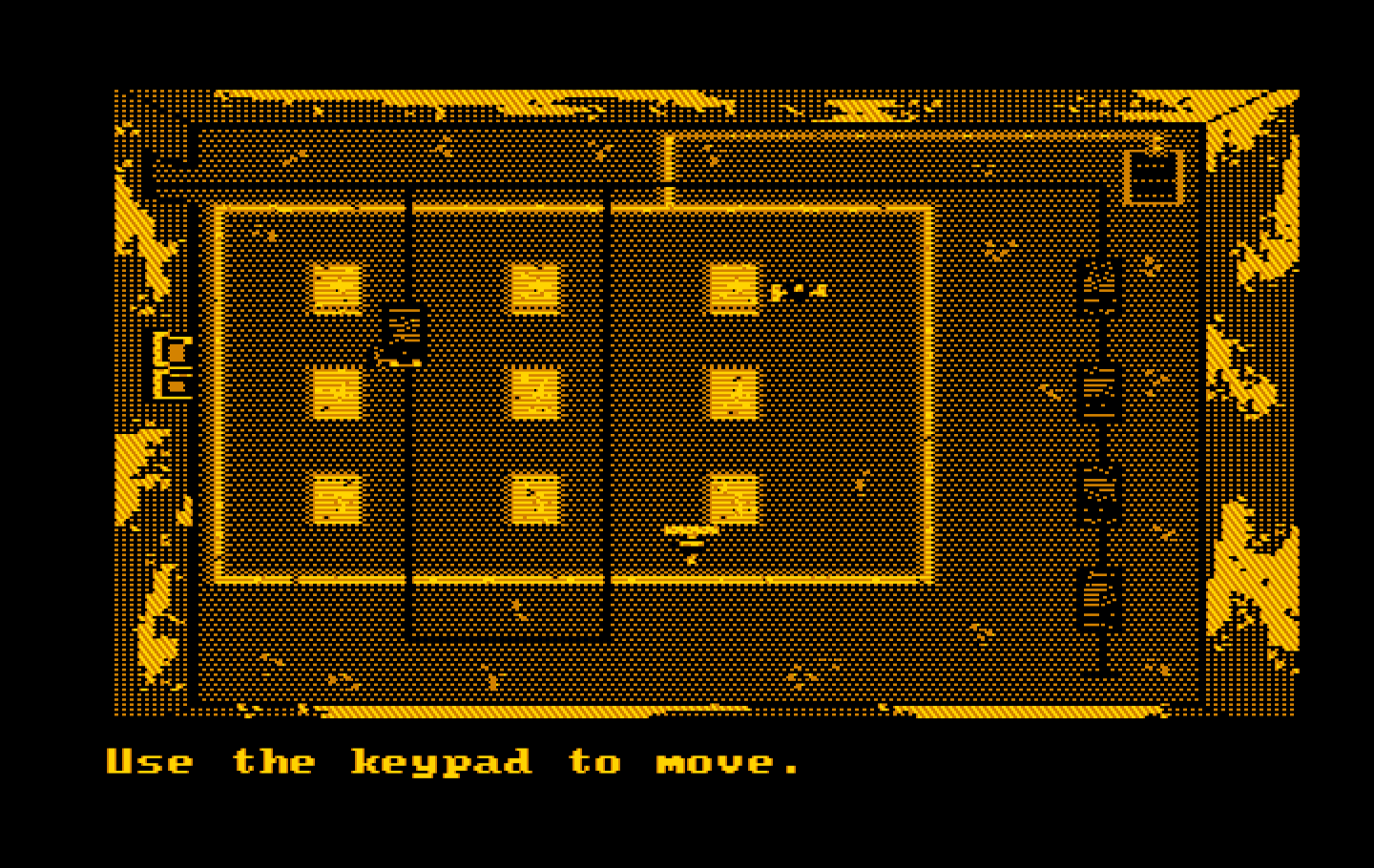Manhunter 2: San Francisco IBM PC/Compatibles Screenshot: There are several top down action sequences where you need to sneak past robot guards.