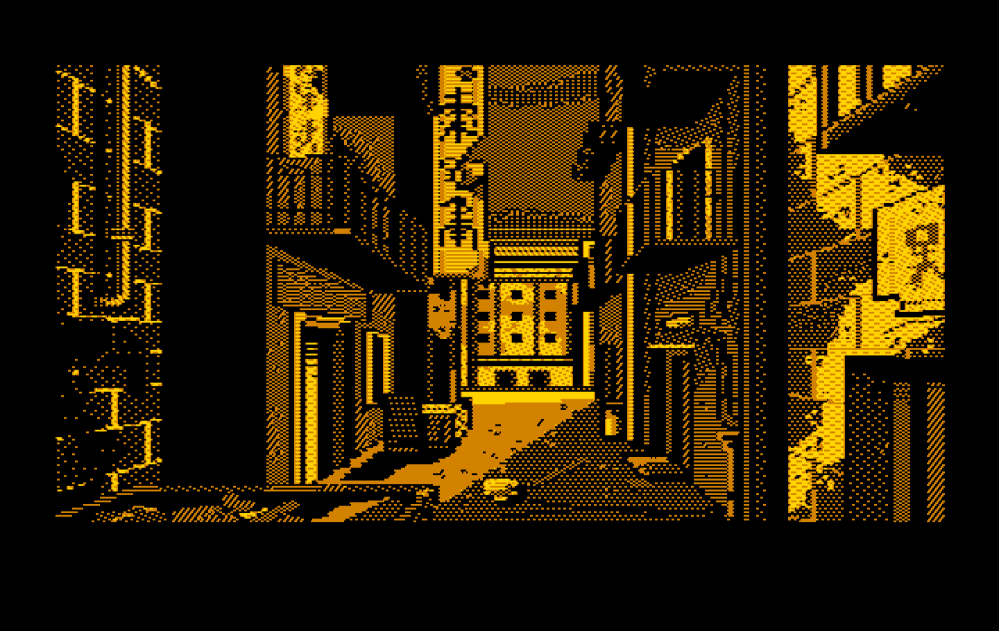 Manhunter 2: San Francisco IBM PC/Compatibles Screenshot: A dark alleyway; you need to be careful, sometimes the alleys are dangerous...