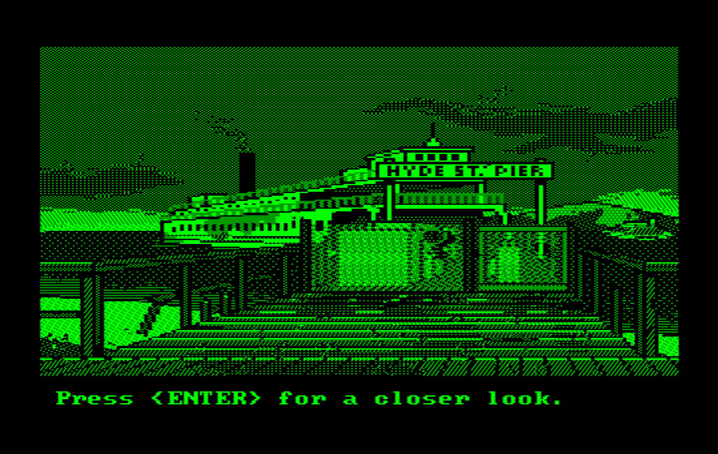 Manhunter 2: San Francisco IBM PC/Compatibles Screenshot: Arrived at the Hyde St. Pier; let's take a closer look.