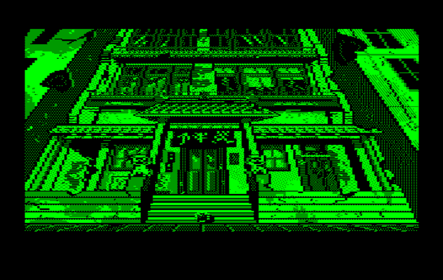 Manhunter 2: San Francisco IBM PC/Compatibles Screenshot: Outside a strange temple...