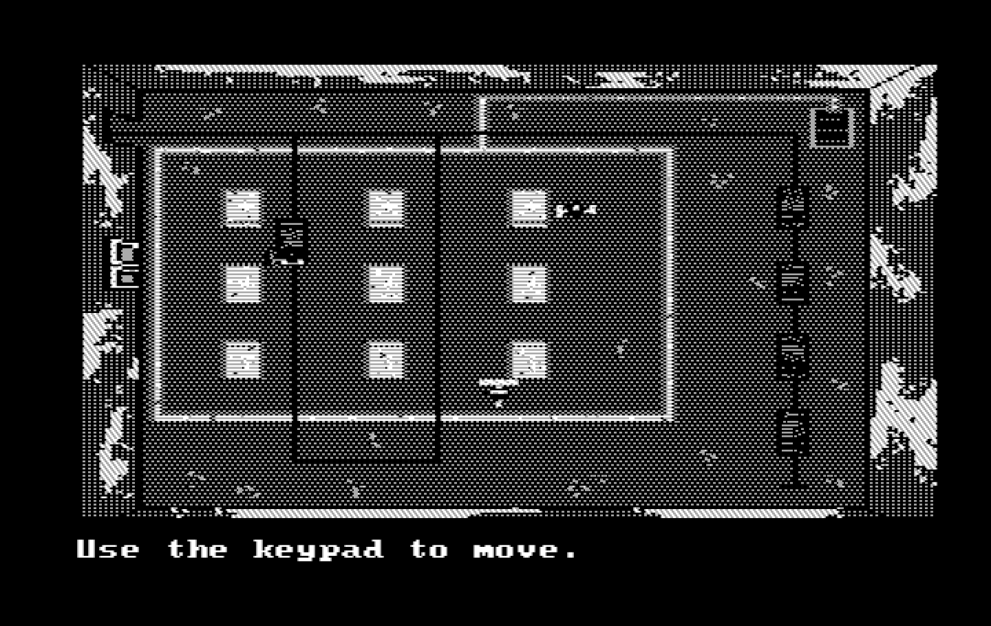 Manhunter 2: San Francisco IBM PC/Compatibles Screenshot: There are several top down action sequences where you need to sneak past robot guards.