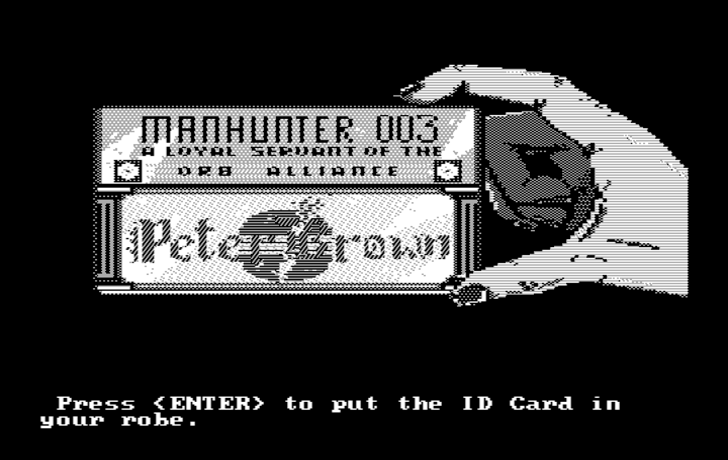 Manhunter 2: San Francisco IBM PC/Compatibles Screenshot: Stealing the ID card of a deceased manhunter...