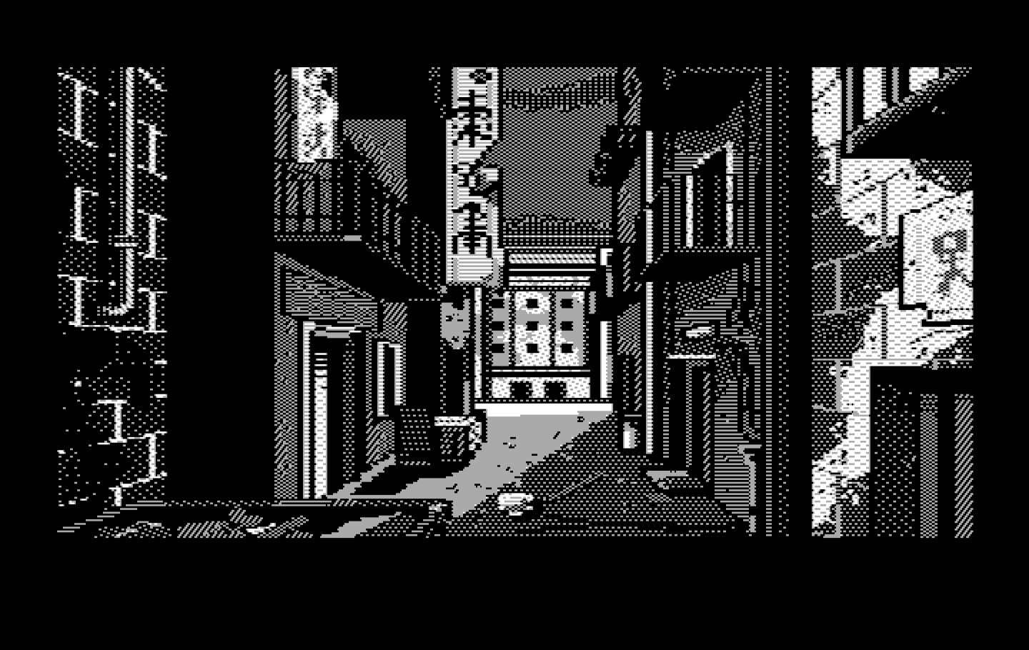 Manhunter 2: San Francisco IBM PC/Compatibles Screenshot: A dark alleyway; you need to be careful, sometimes the alleys are dangerous...