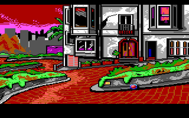 Manhunter 2: San Francisco IBM PC/Compatibles Screenshot: Outside the home of the Manhunter who's identity you stole.