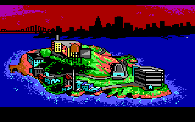 Manhunter 2: San Francisco IBM PC/Compatibles Screenshot: Arriving at Alcatraz!