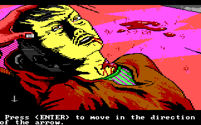Manhunter 2: San Francisco IBM PC/Compatibles Screenshot: Searching for clues...