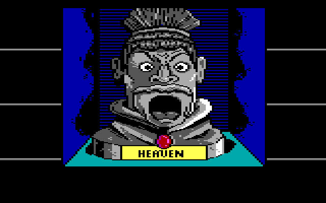 Manhunter 2: San Francisco IBM PC/Compatibles Screenshot: Examining one of the statues on the wall.