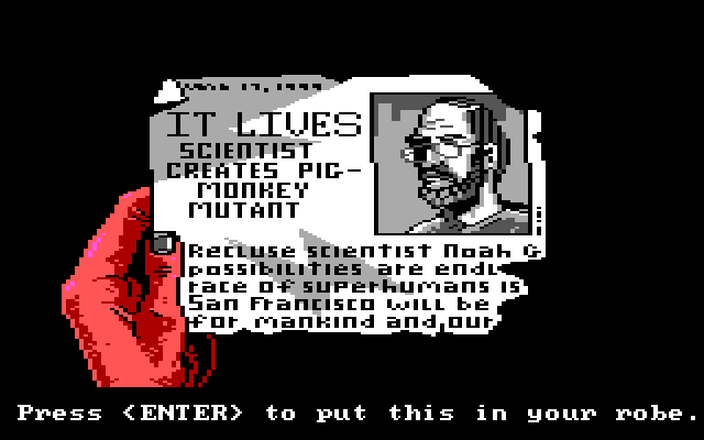 Manhunter 2: San Francisco IBM PC/Compatibles Screenshot: Found something...put this in your robe?