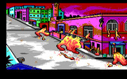 Manhunter 2: San Francisco for IBM PC/Compatibles - Lava destroys a building...