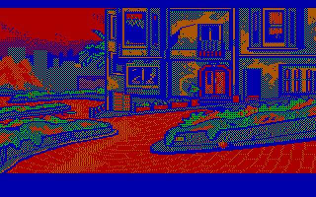 Manhunter 2: San Francisco IBM PC/Compatibles Screenshot: Outside the manhunter's home.