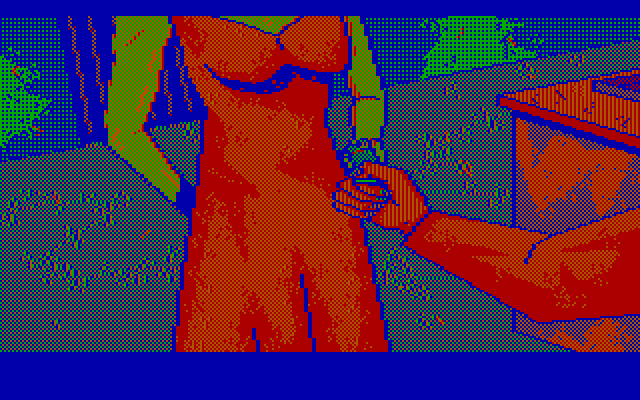 Manhunter 2: San Francisco IBM PC/Compatibles Screenshot: Handing the woman some information.