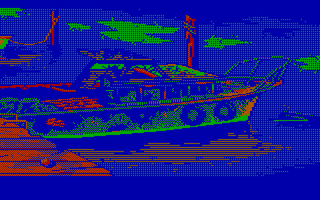 Manhunter 2: San Francisco IBM PC/Compatibles Screenshot: Investigating a damaged boat.