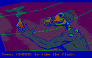 Manhunter 2: San Francisco for IBM PC/Compatibles - A clue! Press enter to take the flask...