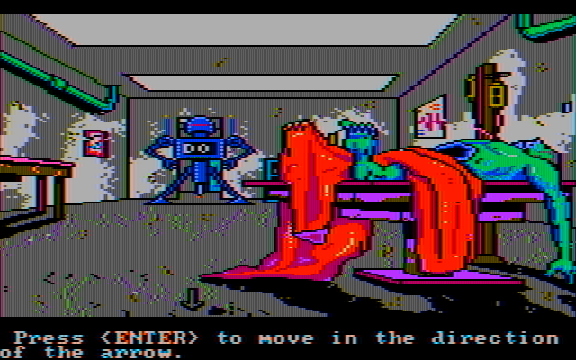 Manhunter: New York IBM PC/Compatibles Screenshot: Search for clues...