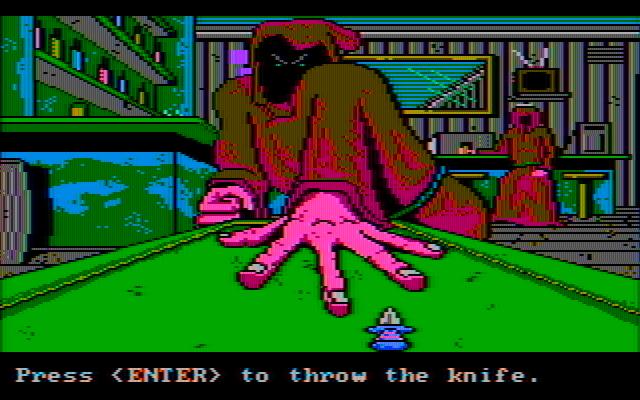 Manhunter: New York IBM PC/Compatibles Screenshot: Throwing knives...