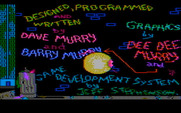 Manhunter: New York for IBM PC/Compatibles - Game credits appear as graffiti on a building.